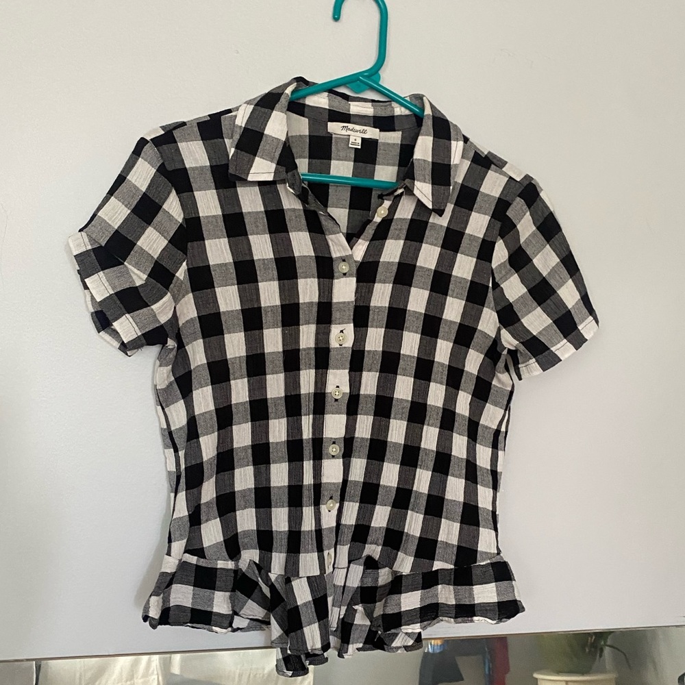 Madewell linen plaid top